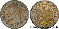 Deux centimes Napoléon III, tête laurée 1861 Strasbourg F.108A/2