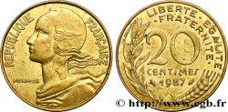 20 centimes Marianne, coin choqué 1987 Pessac F.156/27