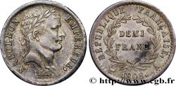 Demi-franc Napoléon Ier tête laurée, République française 1808 Paris F.177/2