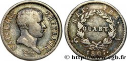 Quart (de franc) Napoléon Empereur, tête de nègre 1807 Paris F.160/1 TB25 