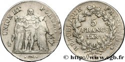 5 francs Union et Force, Union serré, avec glands intérieurs et gland extérieur 1801 Bordeaux F.288/159