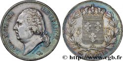 5 francs Louis XVIII, tête nue 1824 Rouen F.309/89