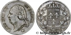 5 francs Louis XVIII, tête nue 1824 Lille F.309/98