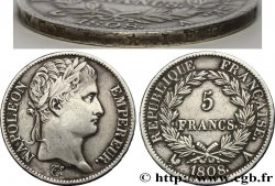 5 francs Napoléon Empereur, République française, Tranche Fautée en *IEU 1808 Paris F.306/2