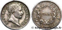 Quart (de franc) Napoléon Ier tête laurée, Empire français 1809 Paris F.162/1 SS42 
