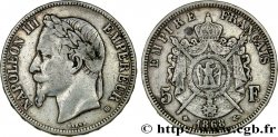 5 francs Napoléon III, tête laurée 1868 Strasbourg F.331/13