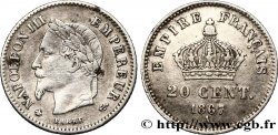 20 centimes Napoléon III, tête laurée, grand module 1867 Paris F.150/1 VF35 