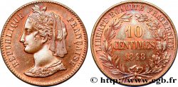 Concours de 10 centimes, essai en cuivre par Rogat, troisième concours, premier revers 1848 Paris VG.3188 