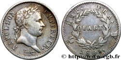 Quart (de franc) Napoléon Ier tête laurée, Empire français 1809 Paris F.162/1 TB38 