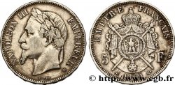 5 francs Napoléon III, tête laurée 1869 Strasbourg F.331/15