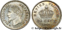 20 centimes Napoléon III, tête laurée, grand module 1867 Paris F.150/1