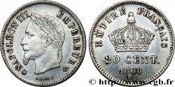 20 centimes Napoléon III, tête laurée, grand module 1868 Strasbourg F.150/5