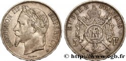 5 francs Napoléon III, tête laurée 1868 Strasbourg F.331/13