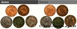 Lot de 5 pièces de Un centime Napoléon III, tête nue n.d. n.l. F.102/24