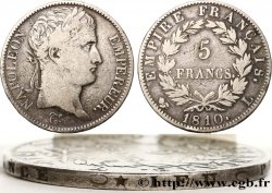 5 francs Napoléon empereur, Empire français, Tranche Fautée en *IEU 1810 Bayonne F.307/20
