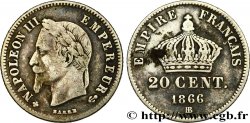 20 centimes Napoléon III, tête laurée, petit module 1866 Strasbourg F.149/5
