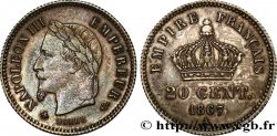 20 centimes Napoléon III, tête laurée, grand module 1867 Paris F.150/1