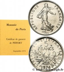 Piéfort Cu-Ni de 5 francs Semeuse 1974 Pessac F.341/6P