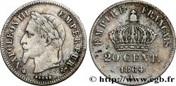 20 centimes Napoléon III, tête laurée, petit module 1864 Paris F.149/1 TB25 