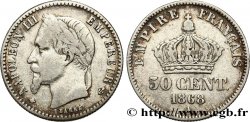 50 centimes Napoléon III, tête laurée 1868 Paris F.188/20