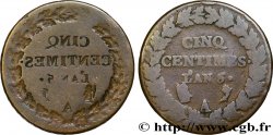 Cinq centimes Dupré, grand module, FRAPPE INCUSE et en CIN/NIQ 1797 Paris F.115/1 var. VF 