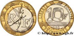 10 francs Génie de la Bastille, FAUTÉE, coeur en nickel décentré, Type IV 1989 Pessac F.375/3 var.