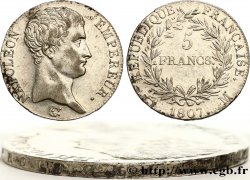 5 francs Napoléon Empereur, Calendrier grégorien, Tranche Fautée 1807 Toulouse F.304/19
