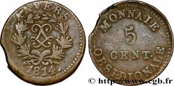 5 cent. Anvers au double L, frappe de l’arsenal de la marine 1814  Anvers F.115E/1