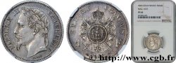 Essai de 1 franc Napoléon III, tête laurée par Barre, Flan Bruni 1866 Paris Maz.1672  MS62 NGC