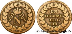 Un décime à l’N couronnée 1814 Strasbourg F.131/3
