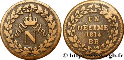 Un décime à l’N couronnée 1814 Strasbourg F.131/1