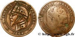 Dix centimes Napoléon III, tête laurée, satirique 1864 Strasbourg F.134/14 var.