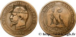 Dix centimes Napoléon III, tête nue, satirique pour le Général Boulanger 1854 Paris F.133/11 var.