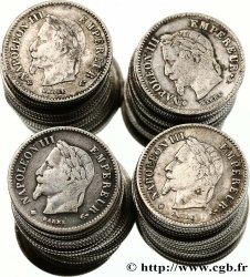 Lot de 100 pièces de 20 centimes Napoléon III, tête laurée, grand module 1867 s.l. F.150/1