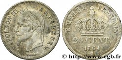 20 centimes Napoléon III, tête laurée, petit module 1864 Strasbourg F.149/2