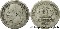 50 centimes Napoléon III, tête laurée 1864 Bordeaux F.188/4