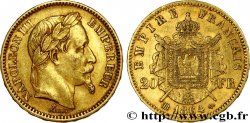 20 francs or Napoléon III, tête laurée, grand BB 1864 Strasbourg F.532/10