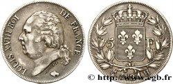 5 francs Louis XVIII, tête nue 1824 La Rochelle F.309/91