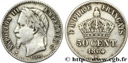 50 centimes Napoléon III, tête laurée 1864 Strasbourg F.188/3