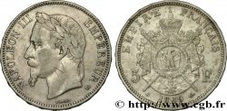 5 francs Napoléon III, tête laurée 1869 Strasbourg F.331/15