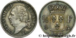 1/4 franc Louis XVIII 1822 Paris F.163/21