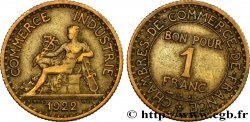 1 franc Chambres de Commerce, fautée frappe quasi médaille 1922 Paris F.218/4 var.