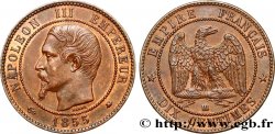 Dix centimes Napoléon III, tête nue, différent ancre 1855 Strasbourg F.133/24