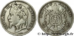 5 francs Napoléon III, tête laurée, contremarqué 4 7 1870 1868 Strasbourg F.331/13