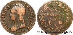 Cinq centimes Dupré, grand module 1799 Paris F.115/44