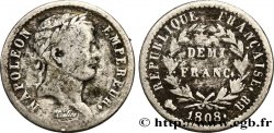 Demi-franc Napoléon Ier tête laurée, République française 1808 Strasbourg F.177/4
