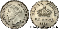 20 centimes Napoléon III, tête laurée, grand module 1867 Strasbourg F.150/2