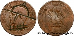 Dix centimes Napoléon III, tête nue, satirique 1855 Lyon F.133/25
