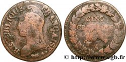 Cinq centimes Dupré, grand module, &nbsp;refrappage&nbsp; du décime 1799 Paris F.114/18
