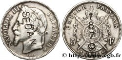 5 francs Napoléon III, tête laurée, contremarqué SEDAN au droit et 1870 au revers 1868 Strasbourg F.331/13 S35 